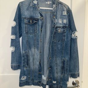 Distressed Blue Denim Jacket - Cherry Koko